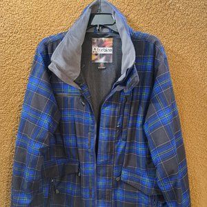 Turbine Snowboard Ski Jacket Blue Flannel Plaid Mens Med Outdoor  Pockets